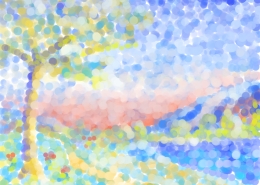 Pointillism art style digital image landscape