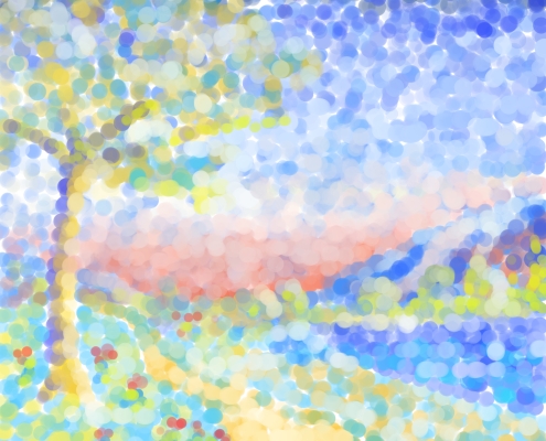 Pointillism art style digital image landscape